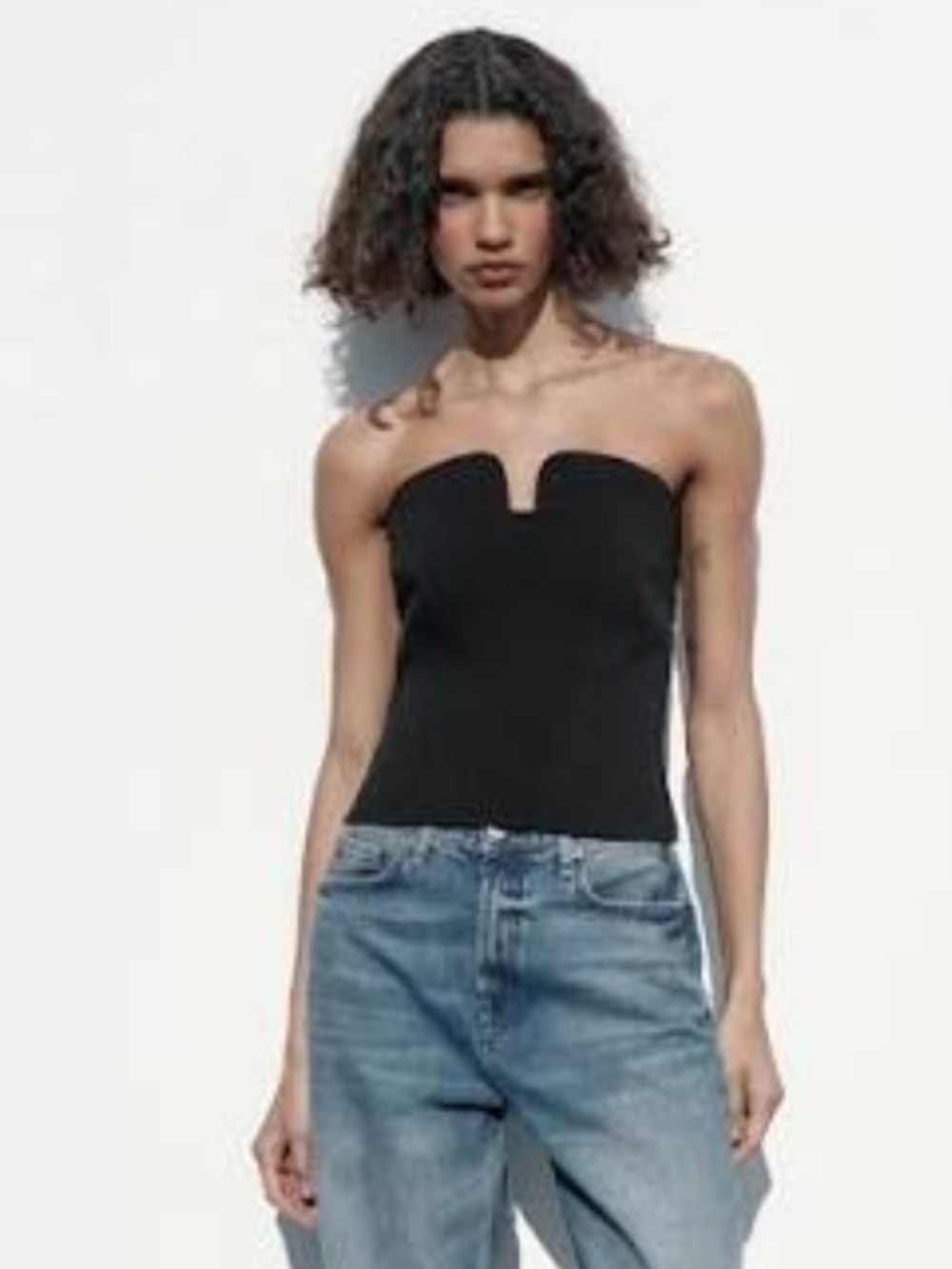Zara Black Strapless Bustier Top